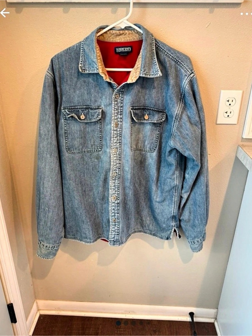 Vintage Lands' End Shoreman Denim Shirt Jacket Blue Size Medium